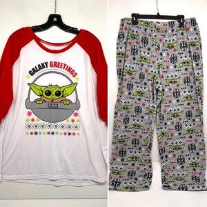 Star Wars Mandalorian Baby Yoda 2-pc Holiday Christmas Pajama Set Adult Size 2XL